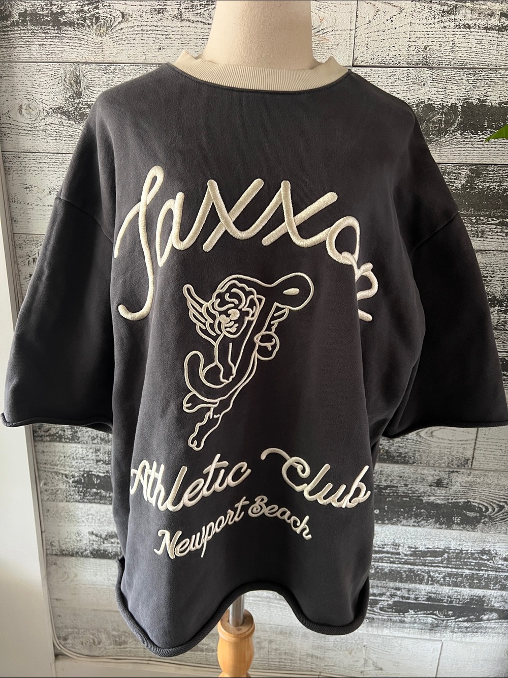 Jaxxon Men's Charcoal Athletic Club Graphic Shirt - Newport Beach
